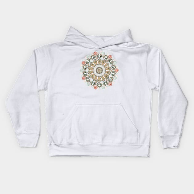 Llama Yoga Mandala Kids Hoodie by huebucket